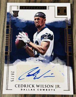 CEDRICK WILSON JR. 2018 IMPECCABLE ROOKIE AUTOGRAPH RC AUTO /75 - Image 1 of 2