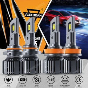 AUXBEAM 9005 H11 LED Headlight Conversion Kit High Low Beam Bright White CANBUS - Picture 1 of 12