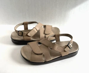 SAS Huggy Women's Sandal Cross Strap Beige Leather Slingback Tripad Comfort 9.5W - Picture 1 of 18