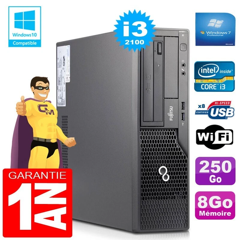 PC Fujitsu Esprimo E500 E85 + SFF Core I3-2100 RAM 8Go Disco 250 Go Wifi W7 - Imagen 1 de 1