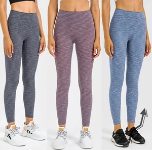 FITINCLINE Womens Leggings Buttery Soft Stripe Yoga Pant Gym Sport NO Front Seam - Picture 1 of 16