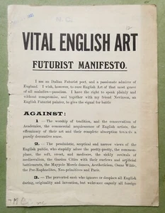 RARE! Futurism, manifesto 1914; Marinetti, Nevinson: Vital English Art - Picture 1 of 16