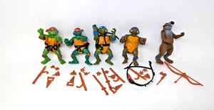 1988 TMNT Near Complete Set Of 5 Turtles & Weapons Ninja Turtles Hard Heads-READ - Picture 1 of 7