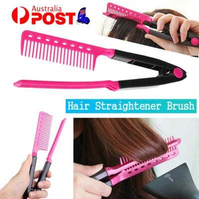 Hairdressing Straightening Brush Salon V Comb Straightener Styling Hair Folding - image 1 of 4