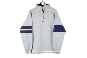 Vintage Helly Hansen Sweatshirt 1/4 Zip Size M Gray Pullover Jumper 90s Sport - Picture 1 of 7