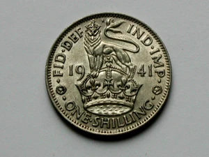 1941 UK (British) George V Silver Coin - 1 Shilling (English) - AU toned-lustre - Bild 1 von 2