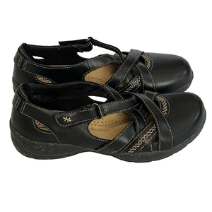 Clarks Roseville Womens 6.5M Black Mary Jane Straps Casual Comfort Slip On Shoes - Picture 1 of 16
