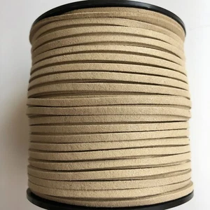 5 Meters 3mm Khaki Beige Suede Faux Leather Cord Lace String Jewellery Making - Picture 1 of 2