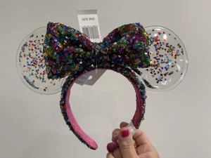 Disney Parks Minnie Mouse Ohren Schleife Pailletten Regenbogen Konfetti Stirnband - Bild 1 von 1