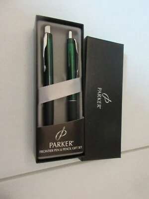 Parker , Frontier Pen and Pencil Set Green/Black/Silver Color Vintage - Изображение 1 из 4