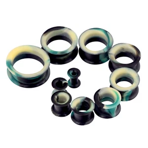 PAIR-Silicone Ear Gauges-Ear Skins-Soft Ear plugs-Ear Tunnels-Soft Flesh Tunnels - Picture 1 of 35