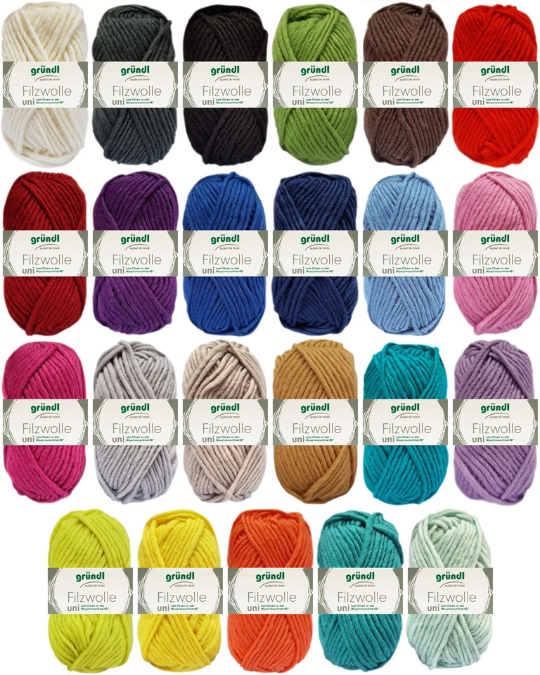50 Gramm Gründl Wolle Filzwolle Uni Farbauswahl - Bild 1 von 1