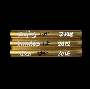 Usain Bolt Signed Beijing 2008 London 2012 Rio 2016 Gold Batons COA Proof Pho... - Picture 1 of 6