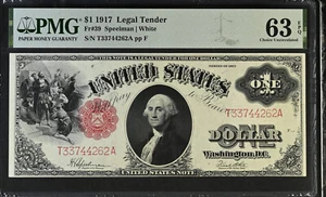 1917 $1 Dollar Large Size Legal Tender Banknote Fr-39 PMG CU63 EPQ Choice UNC - Picture 1 of 2