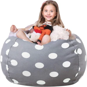 Stuffed Animal Storage Bean Bag Chair Cover for Kids | Stuffable Zipper Beanbag - Picture 1 of 12