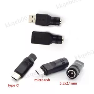 5.5*2.1mm DC Female power Jack to type-c mirco usb type A male female converter - Afbeelding 1 van 9