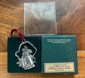Seagull Fine Pewter Our First Christmas Woman & Man Ornament 1994 2 1/2" x 2" - Picture 1 of 6