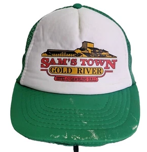 Vintage Snapback Hat Sam's Town Gold River Green and White - Picture 1 of 14