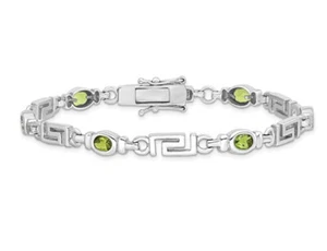 1/3 Carat (ctw) Natural Peridot Bracelet Sterling Silver - Picture 1 of 4