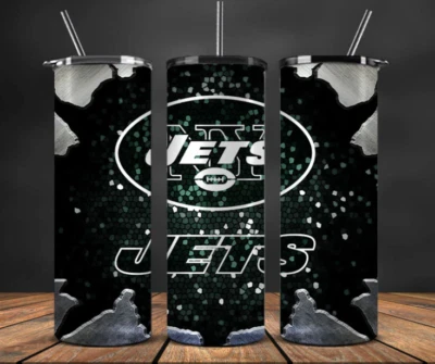 20 oz New York Jets Stainless Steel Tumbler With Metal Straw- Break Out Bling - Image 1 of 3