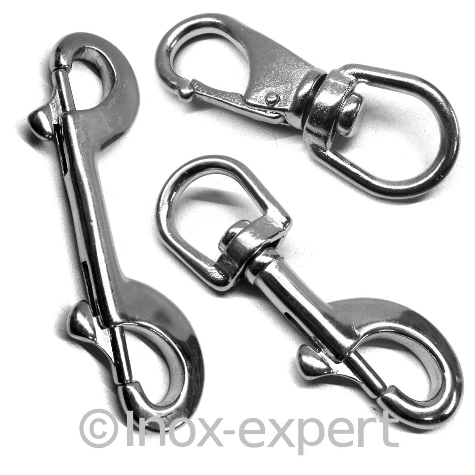 INOX-EXPERT Wirbelkarabiner Wirbelhaken Doppelkarabiner Edelstahl A4 Rostfrei Karabiner V4A