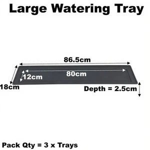 Large Plant Pot Drip Watering Tray Saucer  Black Windowsill Seed Trays Qty = 3 - Picture 1 of 3