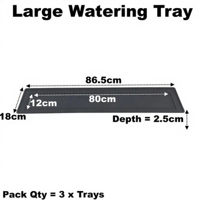 Large Plant Pot Drip Watering Tray Saucer  Black Windowsill Seed Trays Qty = 3 - Image 1 of 3