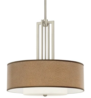 Lámpara de araña Carey de cuero sintético simulado de 24" níquel de 4 luces Foto 1 de 4