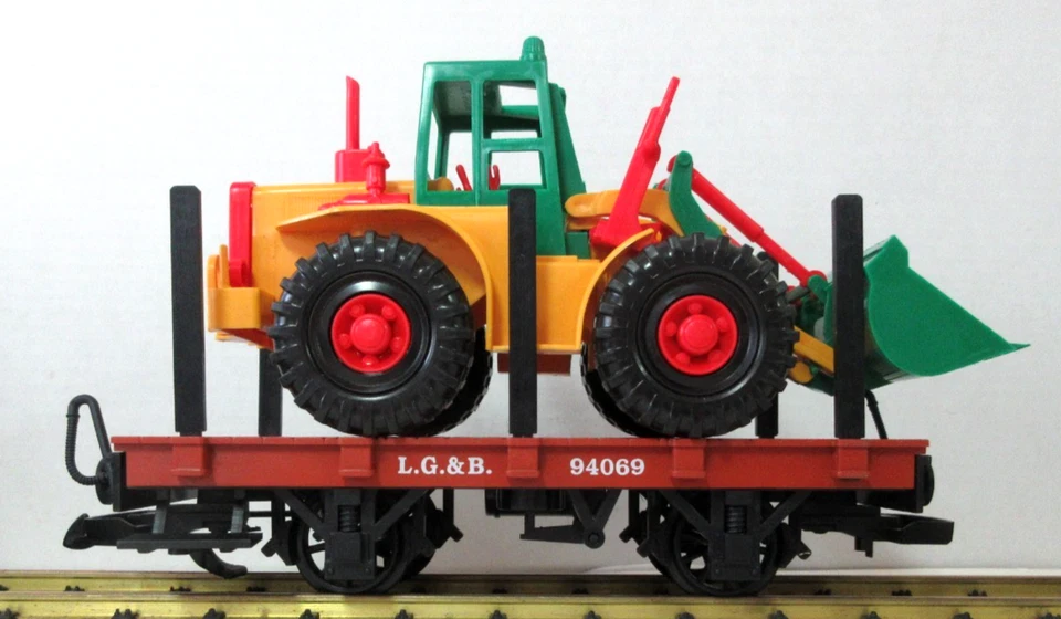 Lehmann ToyTrain LGB 94069 Front End Loader On Flat Car - Image 1 of 4