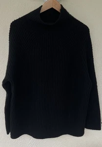 Naadam Wolle Kaschmir schwarz gerippt Stehkragen Pullover Gr. XS leise Luxus Capsule - Bild 1 von 6