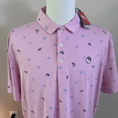 Camisa Polo PUMA Arnold Palmer Cloudspun Para Hombre Rosa Estampado Paraguas Talla XXL Foto 1 de 4