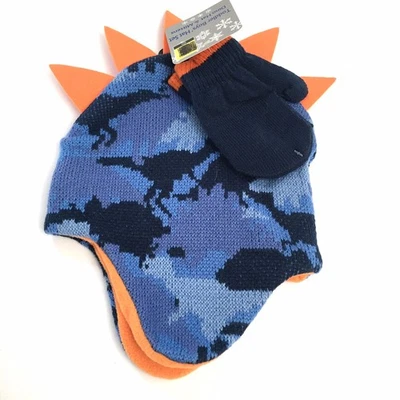 Adorable gorro tejido dinosaurio para niños pequeños forro polar púas de dinosaurio en la parte superior Foto 1 de 3