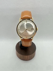 Rare Vintage Technos De Luxe Gold Mens Watch Manual Wristwatch Working 21 Jewels - Picture 1 of 9