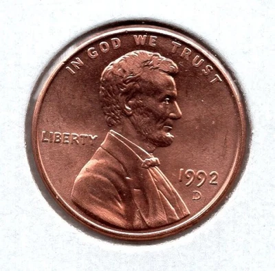 1992-D Lincoln Memorial Cent BU Wide AM (687) - Image 1 of 3