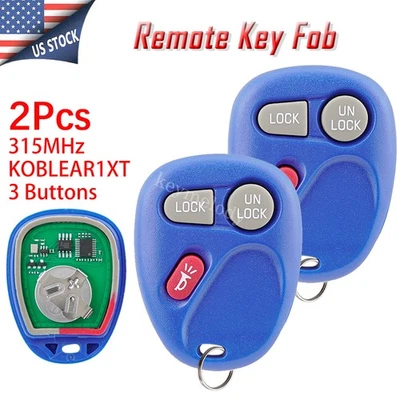 2 Remote Car Key Fob for Chevrolet Silverado GMC Sierra 1500 2500 3500 2001 2002 - Image 1 of 4