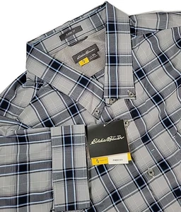 Eddie Bauer FreeDry LONG Sleeve Vented Button Down Shirt Mens 3XL Blue PLAID NWT - Picture 1 of 9