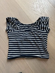 Brandy Melville Navy And White Striped Top - Picture 1 of 3