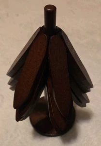 Wooden Tree Coaster & Trivet For Hot Plates,Dishes 4 Set New FREE SHIPPING - Picture 1 of 4