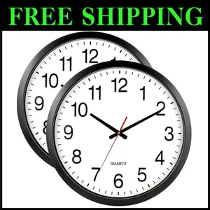 Juego de 2 Relojes de Pared Negro 18" - Cuarzo Silencioso - Imagen 1 de 9