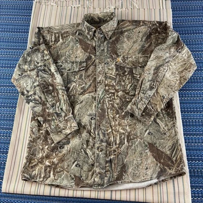 Browning Shirt Mens Large Camo Mossy Oak Duck Blind Long Sleeve Button Down - Image 1 of 4
