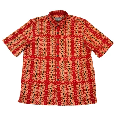 Vintage No Fear Button Up Shirt All Over Print Mens XL Red AOP Geometric Y2K 90s - Image 1 of 4