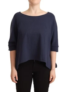 MAMA B. Sweater Blue Cotton 3/4 Sleeves Boat Neck Pullover IT40/US6/S RRP 180usd - Picture 1 of 8