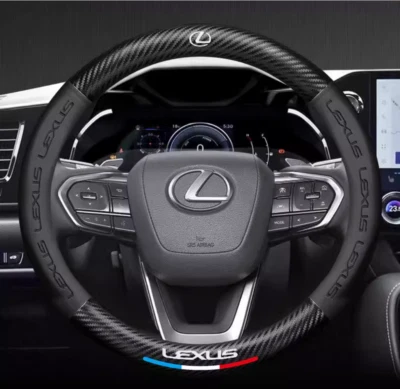15" PU Leather+Carbon fiber Steering Wheel Cover For 1990-2025 Lexus All models - Image 1 of 4