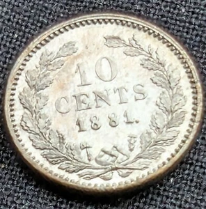 1881 Netherlands 10 Cents Silver Gem BU Coin - Picture 1 of 2
