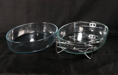 2 - Pyrex Oval Clear Glass Baking Dish #348 France, 1 - Carrier Serving tray - Image 1 of 4