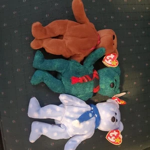 Beanie Baby, Ty, Set con Teddy Style 2050, Holiday Teddy, Wallace - Foto 1 di 1