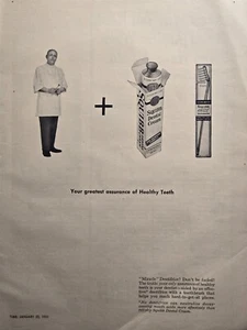 Cepillo de dientes en crema dental Squibb dentista anuncio impreso vintage 1951 - Imagen 1 de 4