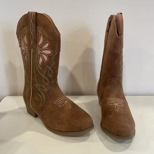 Floral Embroidered Cowgirl Boot Brown Western Girl size 13 Magellan Outdoors - Picture 1 of 7