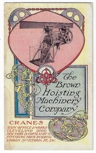 Brown Hoisting Machinery Co. Cleveland Ohio Crane Trade Card #6 Art Nouveau - Picture 1 of 2