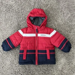 Abrigo acolchado infantil London rojo niebla/azul marino chaqueta bebé talla 12 meses - Imagen 1 de 5